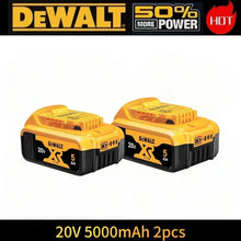 Dewalt DCB200 two battery packs and charger packaging, yellow and black
