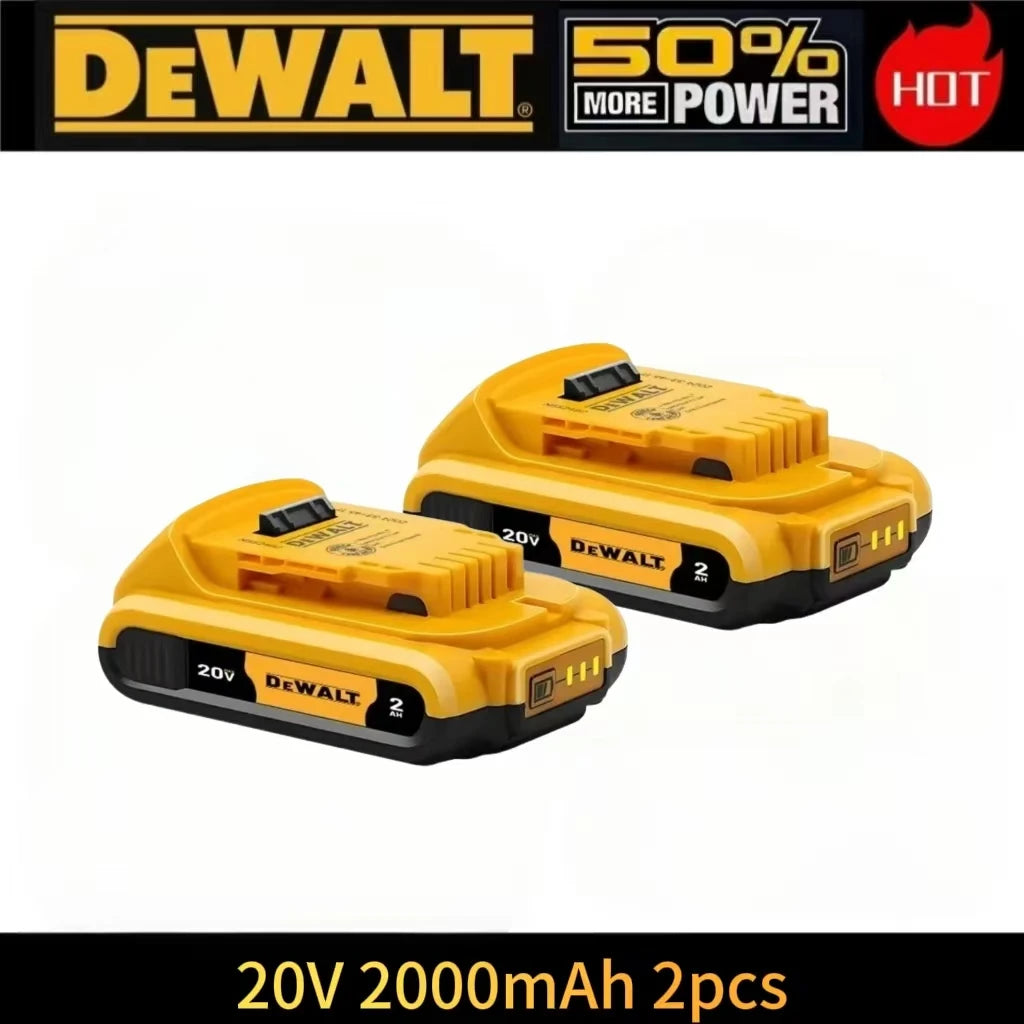 DeWalt 20V battery pack packaging, two yellow-and-black pieces