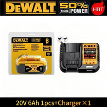 DeWalt 20V 6Ah battery and charger set packaging, yellow and black