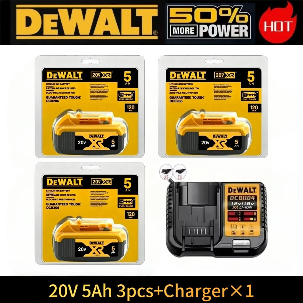 DeWalt 20V battery and charger set packaging, yellow and black