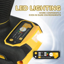 DEWALT DCD805 drill lifestyle shot, yellow and black with LED lighting controls