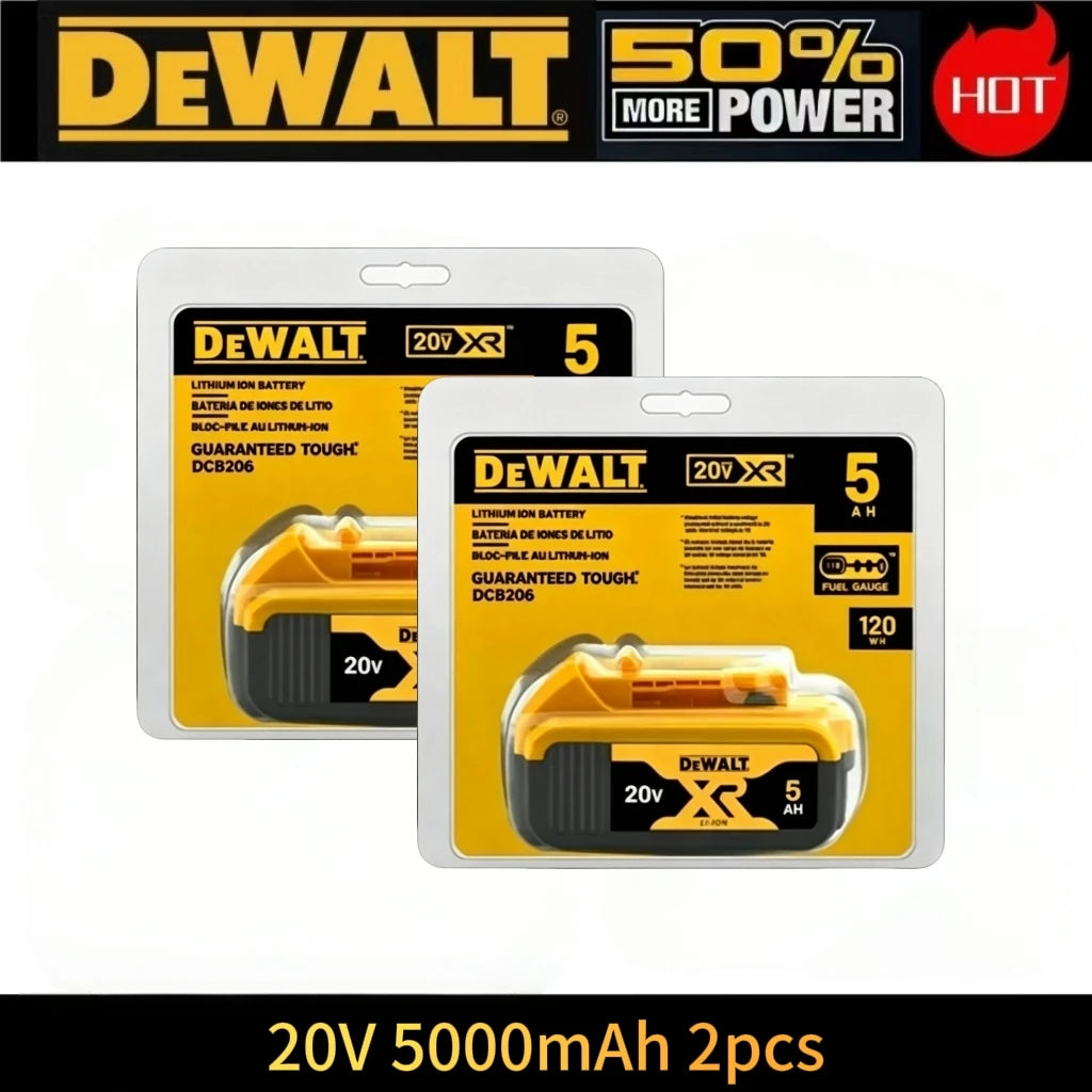 DeWalt 20V lithium battery single pack packaging, yellow and black, 6000mAh