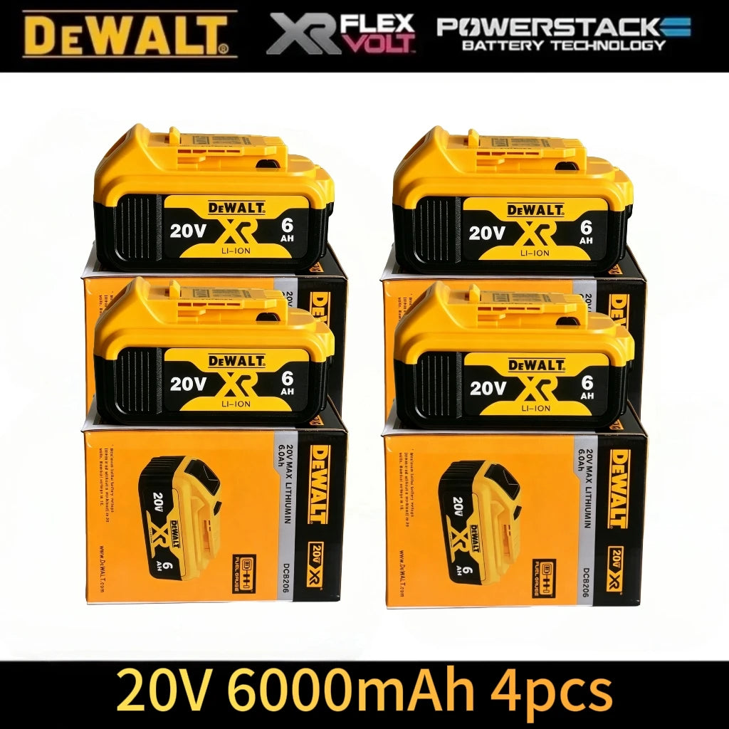 Dewalt 20V battery packaging, yellow and black box for 6600mAh packs