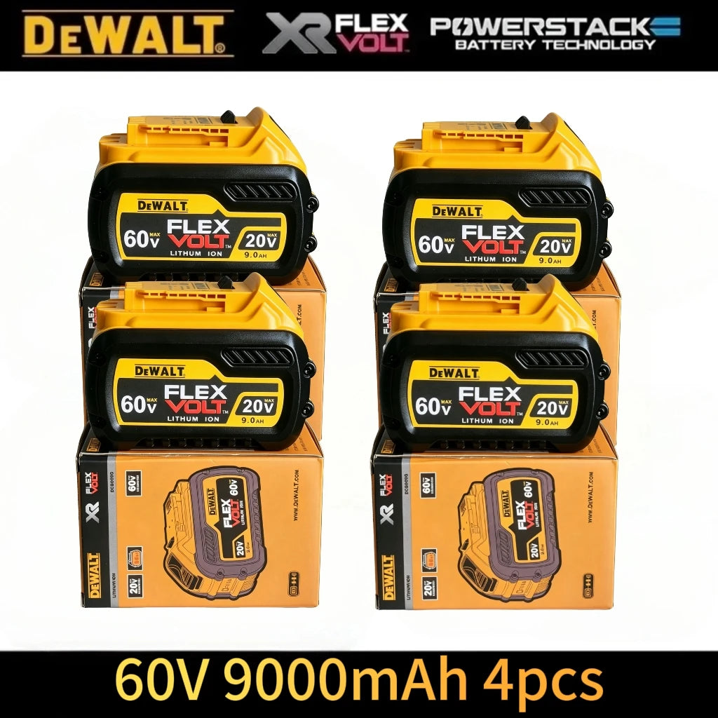 Dewalt 20V battery packaging, yellow and black box for 9600mAh packs