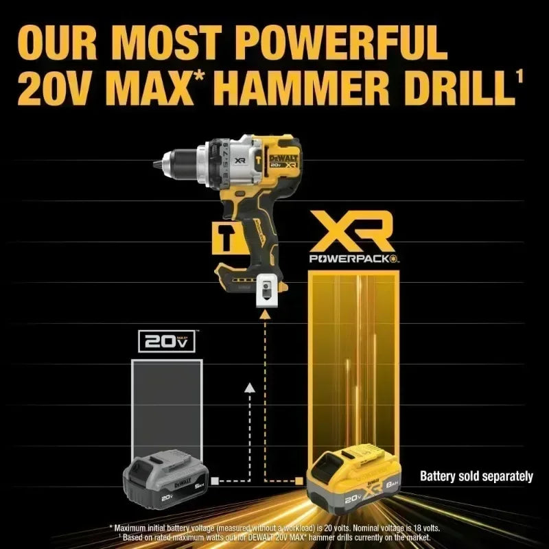 DEWALT DCD1007 anti-rotation system detail, yellow and red indicator