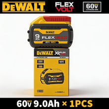 Dewalt FlexVolt battery packaging, yellow black and red branding