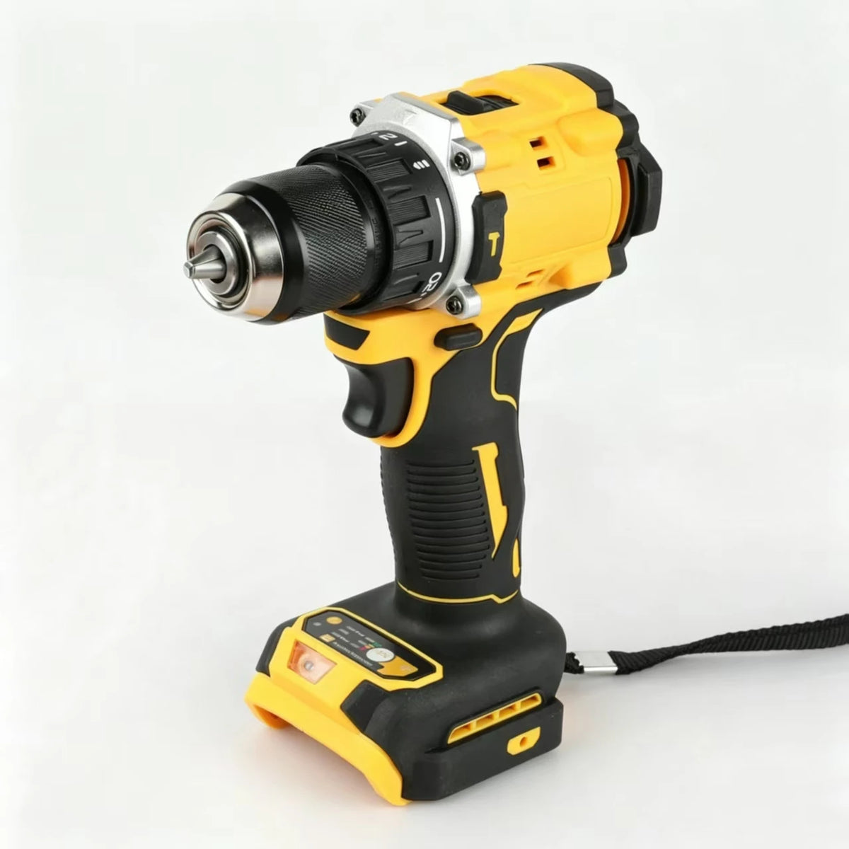 DEWALT DCD805 drill set packaging, yellow and black with batteries