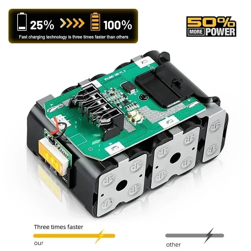 DEWALT DCB206 circuit board detail, visible battery components