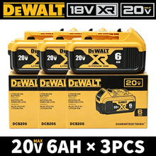 DEWALT DCB206 packaging front view, yellow-black 6Ah 20V XR battery