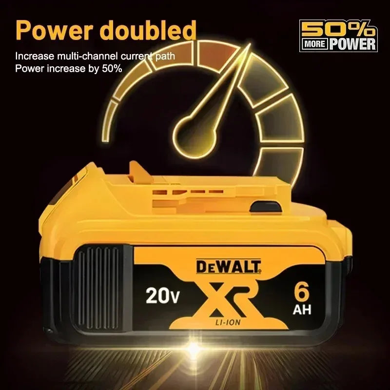 DEWALT 20V battery circuit board close-up in green and black