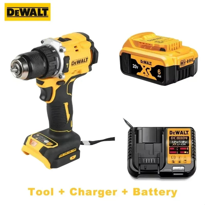 Dewalt drill set with charger and battery, yellow/black