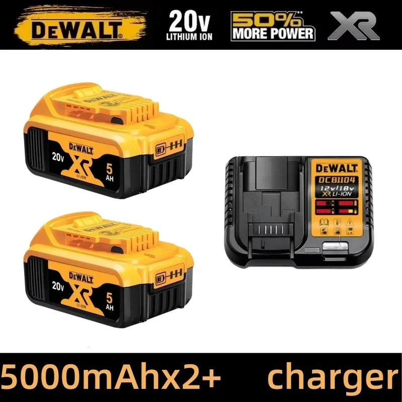 Dewalt 20V XR battery and charger set packaging, 6000mAh batteries