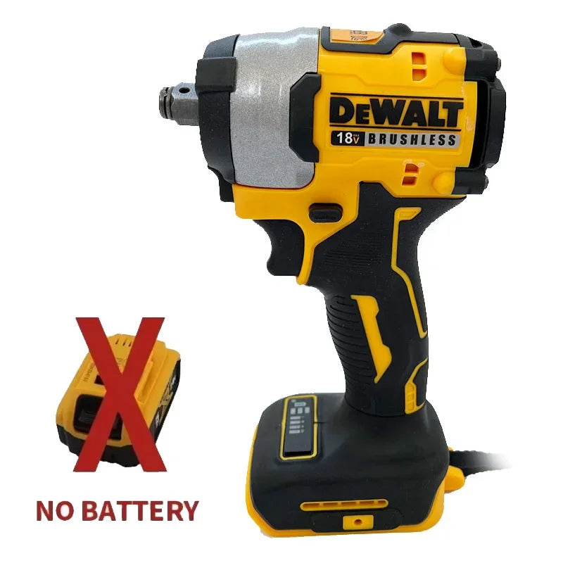 Dewalt DCF922 impact wrench front view, yellow and black with silver accents