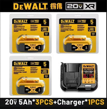 DeWalt 20V battery and charger packaging, yellow and black front view