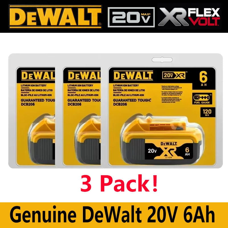 DeWalt 20V battery pack yellow and black, front packaging view
