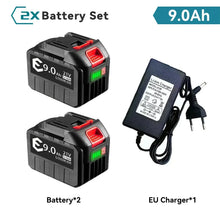 21V Makita battery pack packaging, black red green with charger