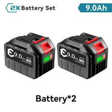 21V Makita battery pack packaging, black red green, 9Ah capacity