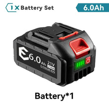 Single 21V battery packaging with charging indicator, black and red
