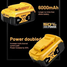 Dewalt 20V battery pack packaging, yellow and black, 6000mAh shown