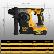 DEWALT DCH273 front view, yellow brushless SDS Plus impact hammer