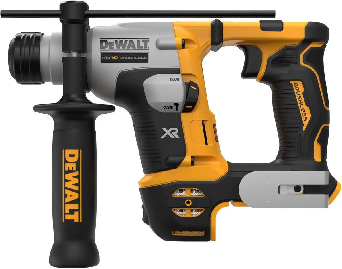 Dewalt DCH172N side view highlighting quick-release chuck and LED light