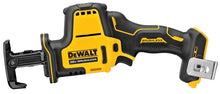 DEWALT DCS369 kit side view, tool-free blade change feature in yellow and black