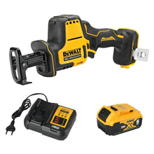 DEWALT DCS369 kit packaging front, includes saw, battery, and charger