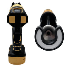 DeWALT electric glass glue gun front view with LED light, black and yellow