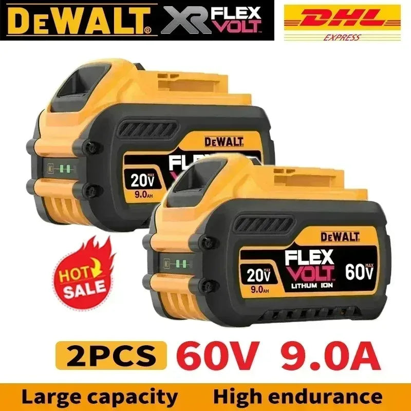 DeWALT FlexVolt battery and charger set packaging, yellow and black