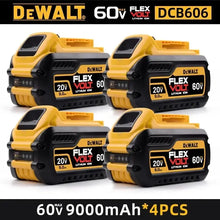 DeWALT FlexVolt battery pack packaging, yellow and black, 60V 9000mAh