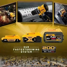 DeWALT FlexVolt battery system lifestyle shot, yellow and black tools in use