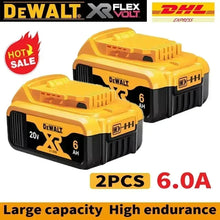 DeWALT FlexVolt battery packs packaging, yellow and black, large capacity focus