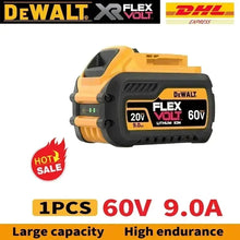 DeWALT FlexVolt three 6.0A batteries packaging, yellow and black