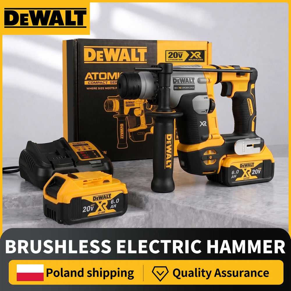 DEWALT DCH172N packaging, yellow and black brushless hammer drill