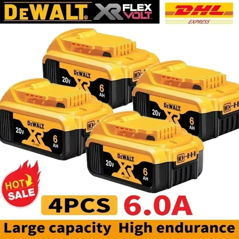 Dewalt 20V batteries with 9Ah capacity, yellow and black front view