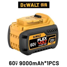 DeWALT 20V 6000mAh dual pack in black and yellow, FlexVolt front view