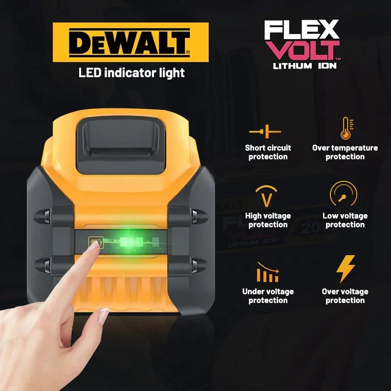 DeWALT FlexVolt battery pack black and yellow, high-capacity packaging view