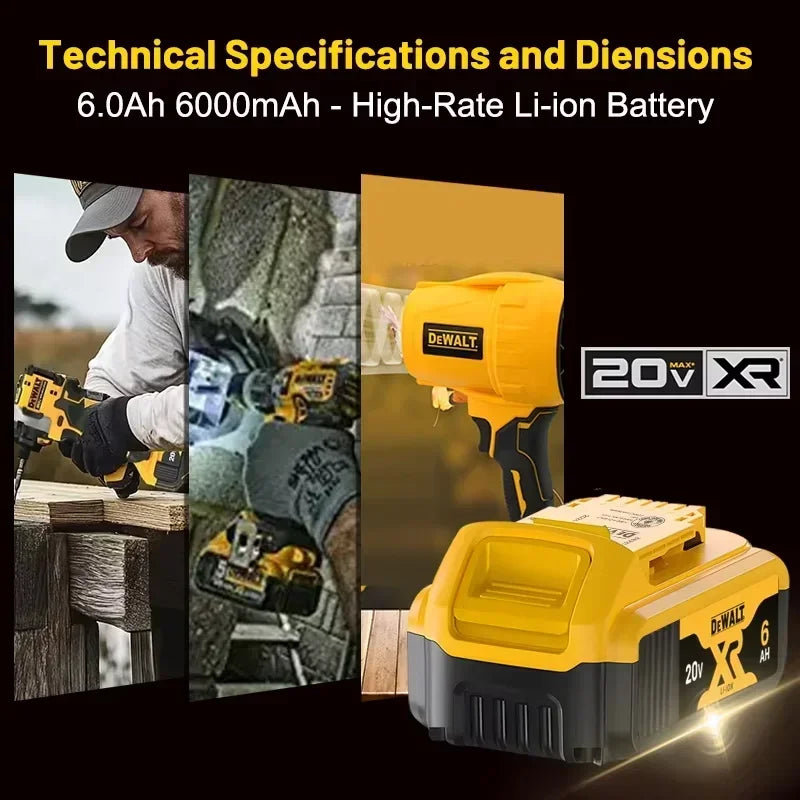 DeWALT FlexVolt battery specifications close-up in black and yellow