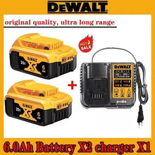 DeWALT battery and charger packaging, two batteries with 6Ah charger