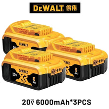 DeWALT battery pack packaging, three 6000mAh pieces in yellow and black