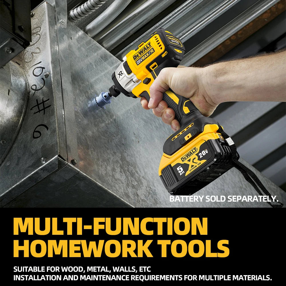 Dewalt DCD887 cordless impact screwdriver lifestyle detail with ergonomic handle