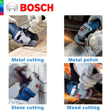Bosch cutting tools shot, angle grinder with cutting applications on white