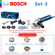 Bosch tool set shot, grinder and attachments in blue and black