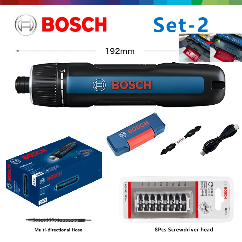 Bosch GO 3 accessories in compact storage, blue and black