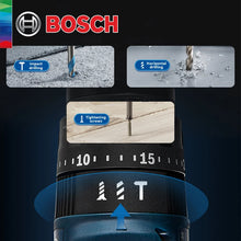 Bosch GSB 183 close-up clamp detail in black and silver