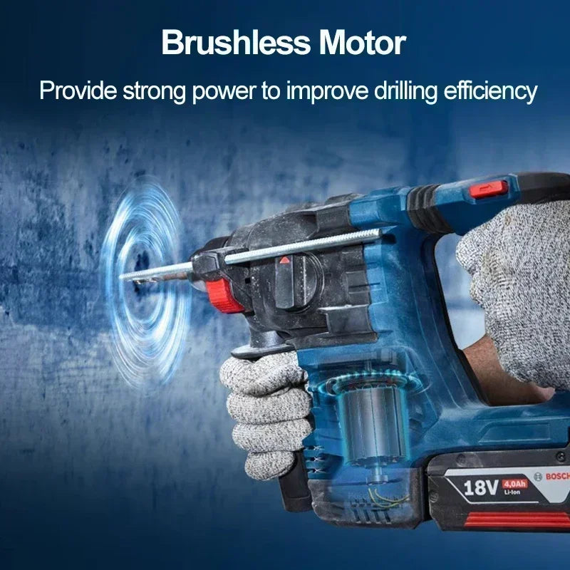 Bosch GBH 185-LI brushless motor detail in blue and gray