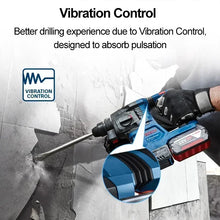 Bosch GBH 185-LI vibration control detail in blue and black
