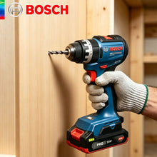Bosch GSB 18V-52 drill in use on wood, lifestyle setting