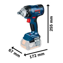 Bosch GDS 18V-400 technical dimensions illustration on white background