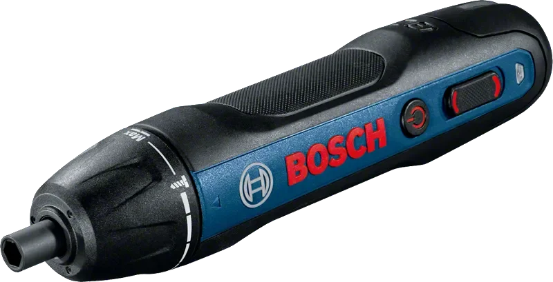 Bosch GO 2 front view, ergonomic grip and LED indicator in black and blue